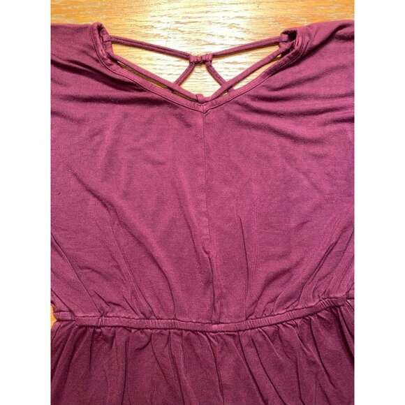 Girls Burgundy Short Sleeve Romper With Strappy Back Detail Medium Size - Picture 4 of 6